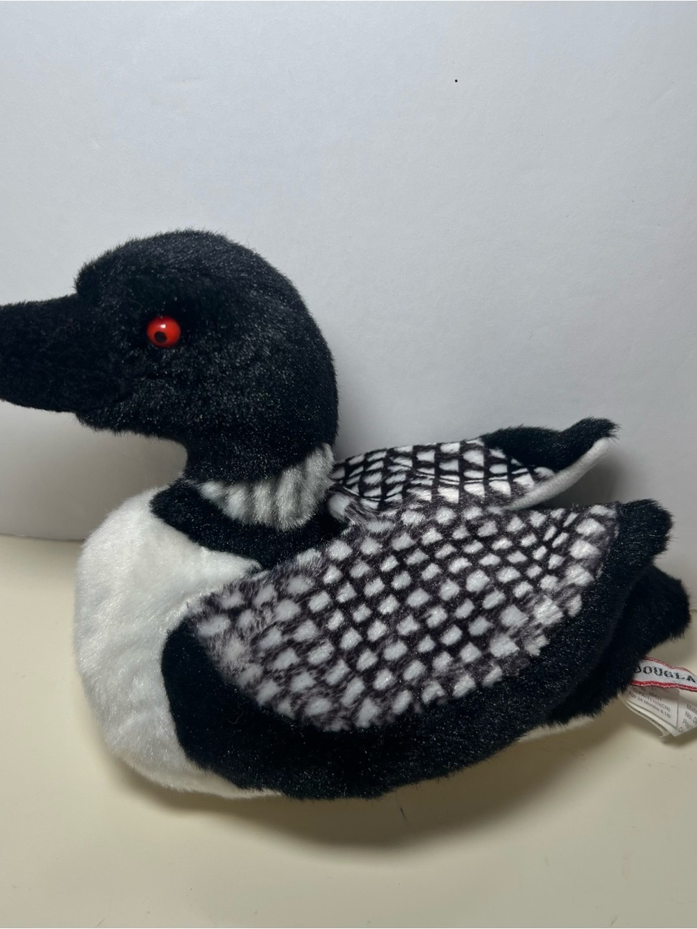 Douglas Plush Ludwig Loon Duck #4056 Stuffed Animal Toy Black Duck Red Eyes Tiny